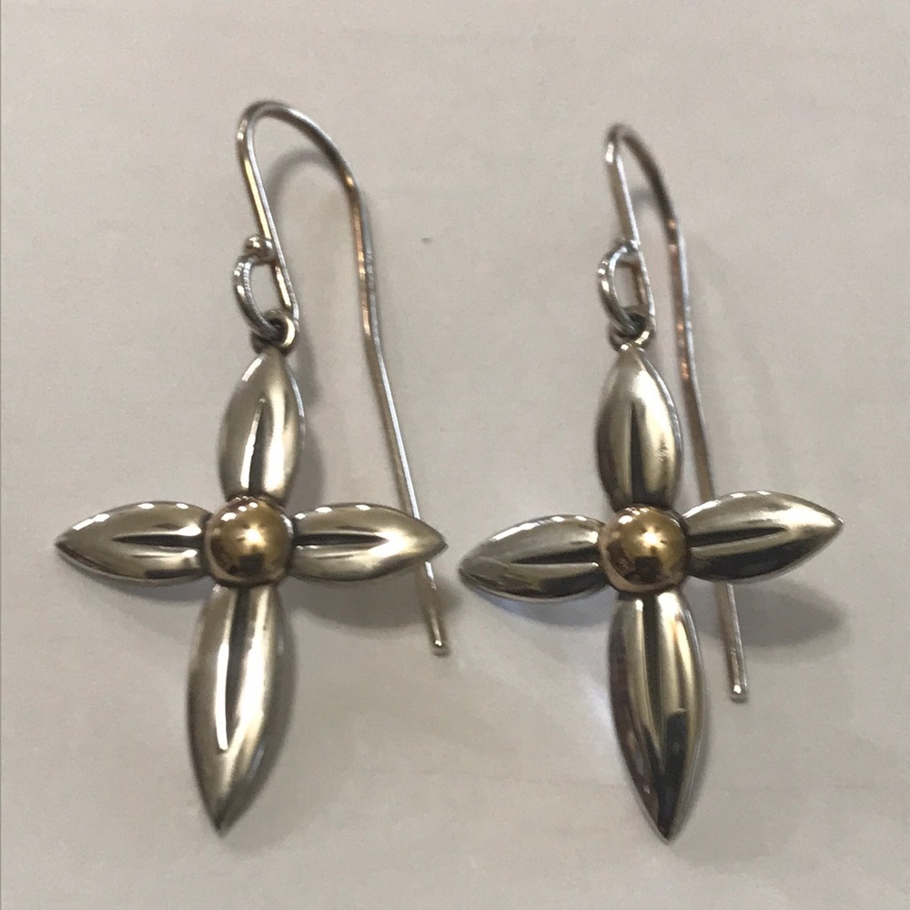 James Avery gold and silver cross earrings